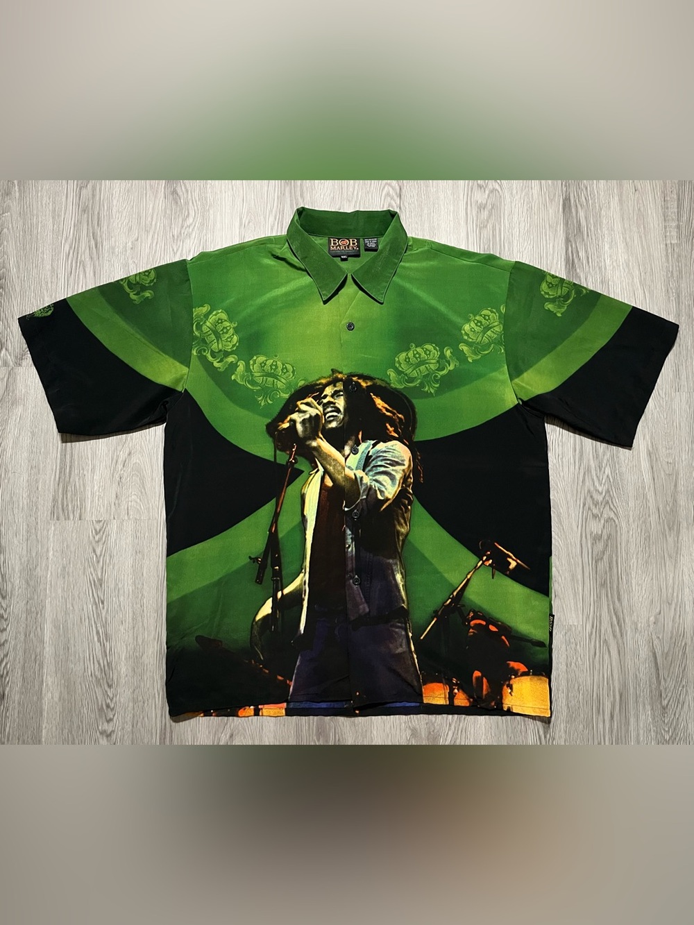 90s Bob Marley AOP button down short sleeve shirt men’s XXL
